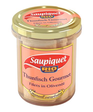 Saupiquet Rio Mare Gourmet Tunfish fillets in olive oil high-quality olive oil entire fillets in the glass made by hand the best of tuna premium fillets for special occasions 180g Italian 180 g (1 Pack)
