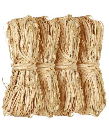 320g Natural Raffia Paper Ribbon  4 x 80g Raffia Grass Raffia Ribbon Perfect for Florist Bouquets Weaving Decoration Halloween Decor Christmas Raffia Gift Wrap
