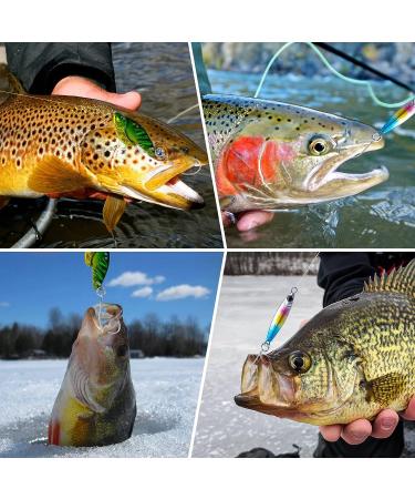 Goture Fishing Spoons Hard Lures Casting Spoon/Ice Fishing Jigs - Trout Bass Pike Walleye Crappie Bluegill - 12pcs in Tackle Box - Buy Online on SooperMarket.com