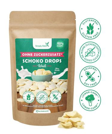 Simply Keto Lower Carb Chocolate Drops (200g) - Sugar-Free White Chocolate Snacks for Low-Carb & Ketogenic Diets - Erythritol Sweetened Treats - Buy Online on SooperMarket.com