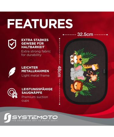 Systemoto Car Sun Protection for Babies - UV Protection (2 Set) | Adorable Animal Motifs for Passenger Cars - Buy Online on SooperMarket.com
