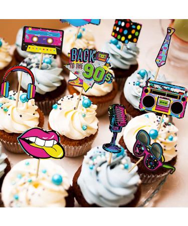 32-Piece Roller Skate Cake Topper Set - 90s Style | Birthday Party Decorations for Adults | DIY Cupcake Toppers by Totally Party Supplies - Buy Online on SooperMarket.com
