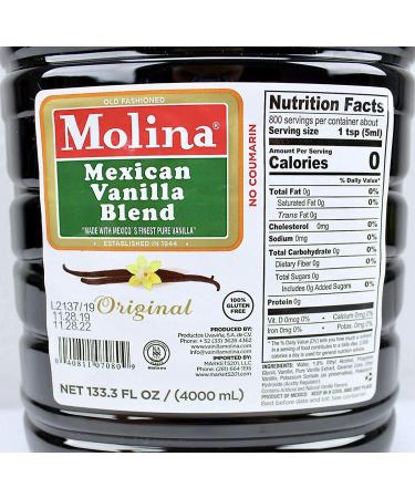 Molina Mexican Vanilla 133.3 FL oz (4000ml) - Premium Quality Vanilla Extract - Buy Online on SooperMarket.com