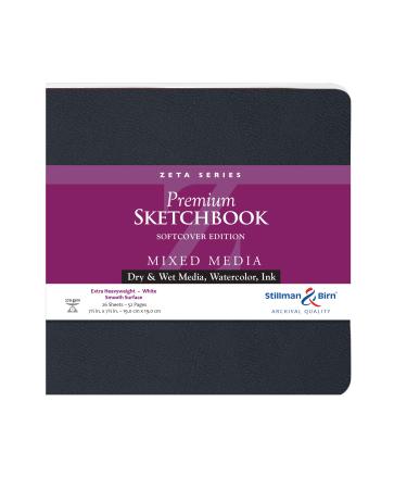 Stillman & Birn Zeta Series Softcover Sketchbook, 7.5" x 7.5", 270 gsm (Extra Heavyweight), White Paper, Smooth Surface 7.5" x 7.5" 270 gsm (Extra Heavyweight) White