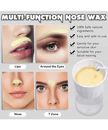 Nose Wax Kit for Men and Women - 100g Nose Hair Removal Wax with Safe Tip Applicator and Moustache Stencils - Christmas Gift Set in White - Buy Online on SooperMarket.com