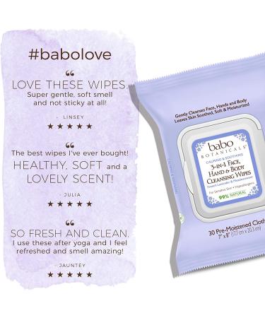 Babo Botanicals Calming 3-in-1 Wipes - Lavender & Meadowsweet for All Ages | 30 ct - Buy Online on SooperMarket.com