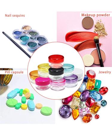 50 Mini Glass Jars with Colored Lids - 5ml Empty Containers for Lip Gloss Ointments Nail Art & Cosmetics - 10 Color Options - Buy Online on SooperMarket.com