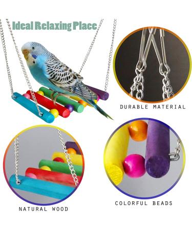 Bird Parakeet Cockatiel Toy Set - 19 Pcs Bird Cage Swing, Hammock, Chewing Toys & Wooden Perches for Conures, Love Birds, Finches, Budgies - Buy Online on SooperMarket.com