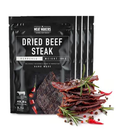 The Meat Makers Peppered Beef Jery Steak (400g) - dried beef steak protein -rich beef D rrfleisch Dry meat for people dry meat beef jerky snack.2. Peppered 400g