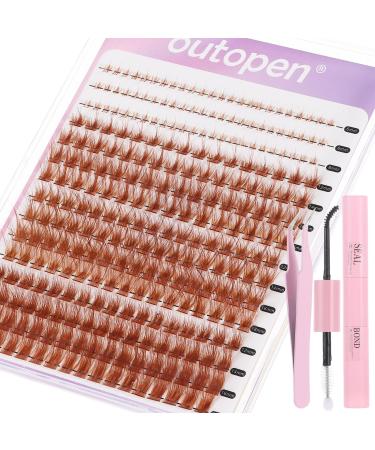 Eyelash Clusters Extension Kit 40D+60D Mix 12-18mm Individual Lashes with Bottom Lashes With Tweezer Lash Glue Manga Wispy Cluster Lashes DIY at Home (Brown-SET2)