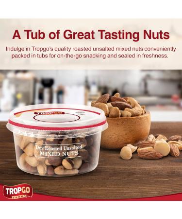 Tropgo Dry Roasted Unsalted Mixed Nuts 190g - Nuts in Resealable and Recyclable Tub - Wholesome Trail Mix with Fibre Protein and Essential Minerals - Healthy Snacks for All Ages - Buy Online on SooperMarket.com