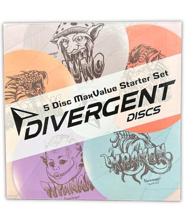 Divergent Discs Beginner Disc Golf Set - 5 Discs Including Putter, Midrange, 2 Fairway Drivers, Distance Driver, and Mini Disc for Beginners - Buy Online on SooperMarket.com