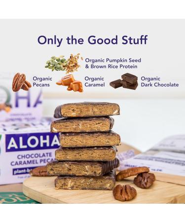 ALOHA Organic Plant Based Protein Bars | Chocolate Caramel Pecan | 12 Count  1.98oz Bars | Vegan  Low Sugar  Gluten Free  Paleo Friendly  Low Carb  Non-GMO  Stevia Free  Soy Free  No Sugar Alcohol Sweeteners - Buy Online on SooperMarket.com