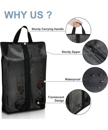 XX-Large Waterproof Shoe Bags for Travel - 3 Pack Black - Translucent Design - Portable Shoe Organizer for Men & Women - Sturdy Zipper - Buy Online on SooperMarket.com