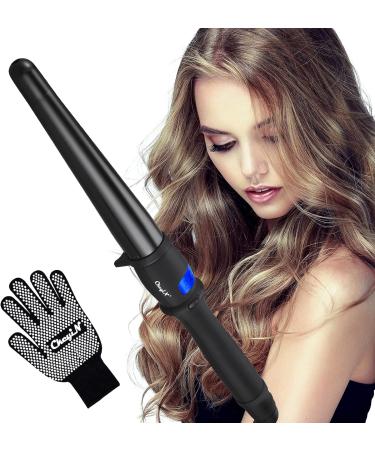 CkeyiN Curling Wands 25-32mm Curling Irons for Long&Short Hair with Glove 110 210 Adjustable Automatic Shut-Down LCD Screen 24-31mm
