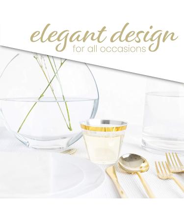 PLASTICPRO 9 oz Disposable Party Cups with Gold Rim, 100 Count - Crystal Clear Tumblers for Old-Fashioned Elegance - Buy Online on SooperMarket.com