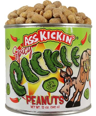 KICKIN’ Spicy Pickle Hot Peanuts – 12oz - Ultimate Spicy Gourmet Gift Peanuts - Try if you dare! …