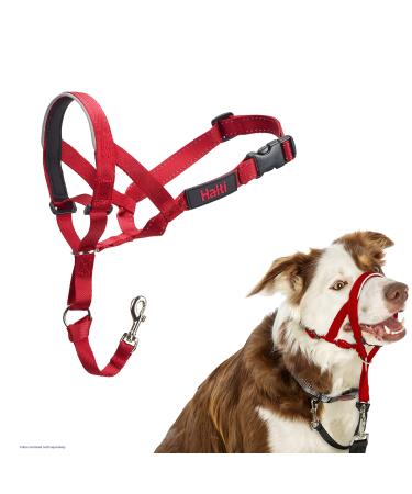 Halti head harness-prevents your dog from pulling on the leash simple adjustment light with padded nose strap anti-pull neck band for medium-sized dogs (size 2 red) 2 red