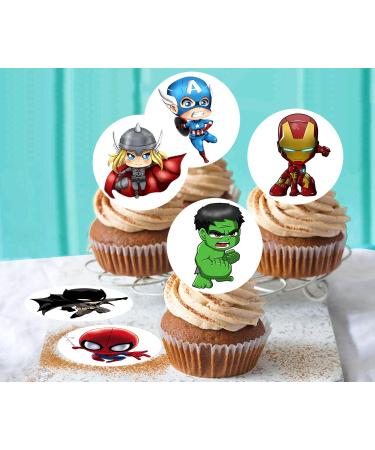 Pre-Cut Superheroes 1A Edible Stand up Wafer Paper Cupcake Toppers Cake Decorations Birthday Party Superhero Mix (12) - Buy Online on SooperMarket.com