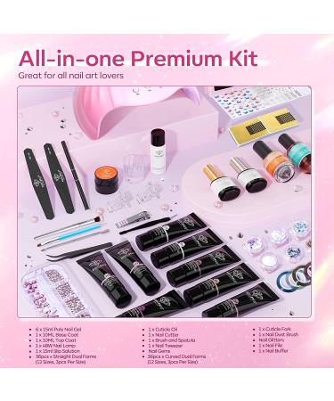 Modelones Poly Nail Gel Kit 8 Colors with 48W LED Nail Lamp - Professional Starter Manicure Kit with Complete Poly Nail Art Tools - Nail Extension Gel Set with Rhinestone, Glitters, Sequins - Perfect Gift for Women - Buy Online on SooperMarket.com