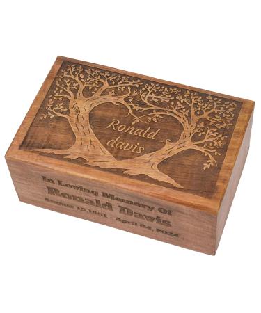 Personalized Handmade Wooden Box Funeral Cremation Urns for Human Ashes Adult Large - Burial Urns for Columbarium - Tree of Life Flying Bird (Medium - 8 x 6 x 3.5 inches) Personalized Medium - 8 x 6 x 3.5 inches - 120 lbs or 55 Kg