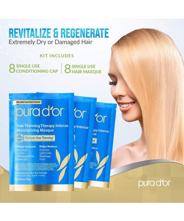 PURA D'OR Hair Thinning Therapy Biotin Masque 8-Pack - Intense Moisturizing Treatment for Thicker Hair - Men & Women - 9.6oz - Buy Online on SooperMarket.com