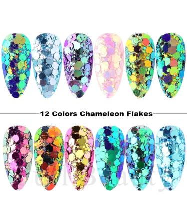 Shop GZSYY Nail Art Sequins - 12 Colors of Sparkly Glitter Powder for Stunning Nail Designs - Buy Online on SooperMarket.com