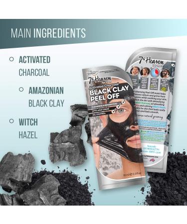 7th Heaven for Men - Black Clay Easy Peel-Off Face Mask with Activated Charcoal and Witch Hazel to Cleanse Detoxify and Lift Away Grime for Purified Skin - Buy Online on SooperMarket.com