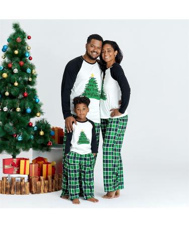 IFFEI Christmas Matching Family Pajamas Set - Xmas Letter Print Tops and Plaid Pants Sleepwear for Women Men Kids Baby Pet - Green/Tree - Buy Online on SooperMarket.com