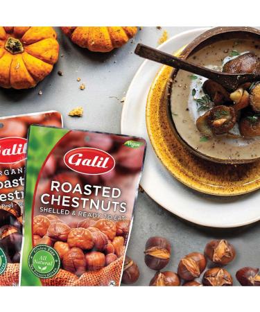 Galil Organic Roasted Chestnuts Pack of 4 - Shelled & Ready to Eat - Gluten Free Vegan Snacks - Non-GMO Kosher - Ideal for Baking, Cooking, and Turkey Stuffing - 3.5oz Bags - Buy Online on SooperMarket.com