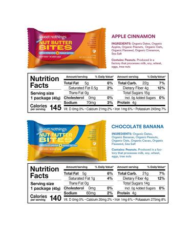 Sweet Nothings Superfood Nut Butter Bites Variety Pack - Chocolate Banana, Apple Cinnamon, Oatmeal Raisin, 8 Delicious Bites - Buy Online on SooperMarket.com