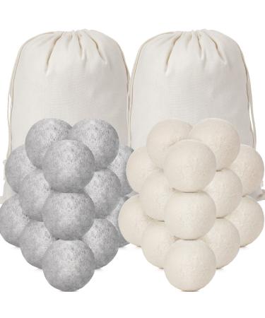 42 Pieces Wool Dryer Balls Set 40 Reusable Wool Balls with 2 Muslin Bags Wool Laundry Balls Fabric Softener Ball Anti Wrinkle Anti Static Saving Energy and Time