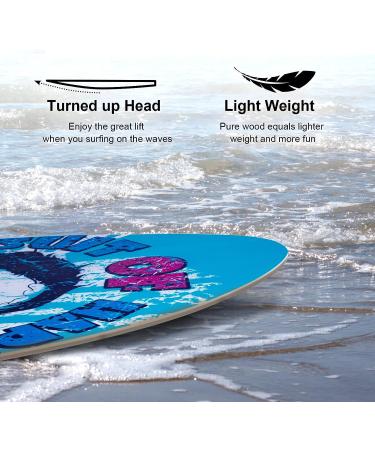 TCXDG Skipper Skimboard 35&41 Inch Wooden Beginners Skim Board - Easy Grip Sand Board for Beach - Blue Skeleton Design - Buy Online on SooperMarket.com
