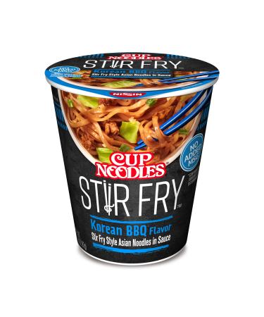 Nissin Cup Noodles Stir Fry Noodles in Sauce, Korean BBQ, 2.89 Ounce (Pack of 6)