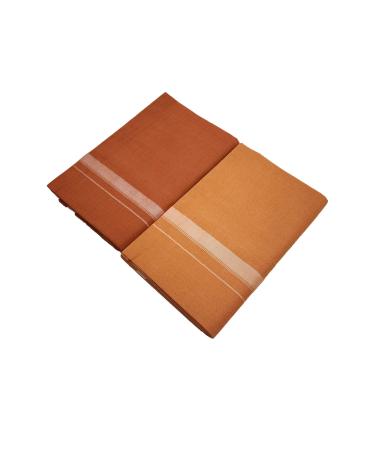 Mylooms Mens Kuthampully Cotton Single Colour Dhoti/Kavi Mundu - Pure cotton & End Stitched Style 2 2 Meters