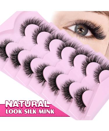 PHKERATA Cat Eye Lashes 15MM - 7 Pairs of Natural Fluffy Wispy Faux Mink Strip Eyelashes with 5ML Glue - Buy Online on SooperMarket.com