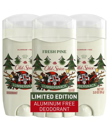 Old Spice Aluminum Free Deodorant for Men Holidudes Limited Edition 24/7 Holiday Freshness Odor Protection Stocking Stuffer Lumbersnack with Fresh Pine Scent 3.0 oz (Pack of 3)
