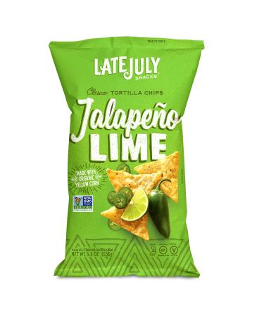 Late July Snacks Clsico Tortilla Chips, Jalapeno Lime, 5.5 Oz, Pack of 12