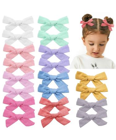 Hair Clips with Bows Accessories for Baby Girls Linen 20pcs in Pairs in Bright Colors Bright Colors