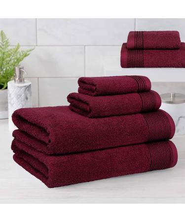 Belizzi Home 100% Cotton Ultra Soft 6-Piece Towel Set - Burgundy | Bath, Hand & Washcloth Towels | Compact, Lightweight & Highly Absorbent - Buy Online on SooperMarket.com