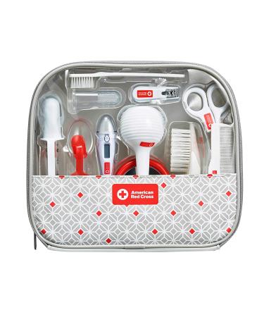 American Red Cross Deluxe Health and Grooming Kit for Infants | Thermometer, Medicine Dispenser, Comb, Brush, Nail Clippers and More | Convenient Tote Included - Buy Online on SooperMarket.com