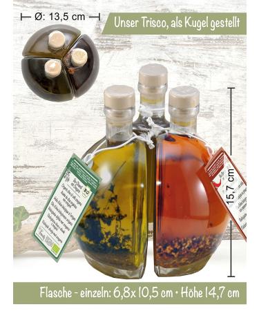 Direct & Friendly Gift Set: 3 Decorative Organic Olive Oil Bottles - Naturally Cloudy Chili & Oregano (3x200ml) - Perfect International Gift - Buy Online on SooperMarket.com