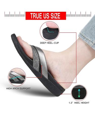 Sounity Orthotic Flip Flops for Women - Plantar Fasciitis Arch Support Sandals - Comfortable Walking Slippers (10W2, Charcoal) - Buy Online on SooperMarket.com