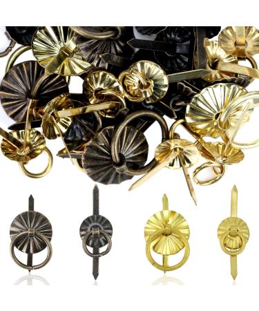 Yiphates 40Pcs Metal Brad Fasteners with Pull Rings Small Ring Fasteners Ring Pulls Handle for DIY Crafts Decoration Accessories