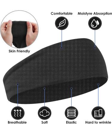 WLLHYF 3 Pcs Non-Slip Yoga Headbands Set for Women - Black White Gray Head Wraps for Workout, Pilates, Running - Soft Cotton Fabric Sweat Hairbands - Buy Online on SooperMarket.com