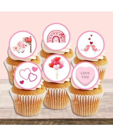 PRECUT Pink Valentines Day Cupcake Toppers Love You Edible Cake Topper Edible Valentine Cake Decorations Proposal Decorations Engagement Cake Decoration Cute Anniversary Cake Toppers (24) - Buy Online on SooperMarket.com