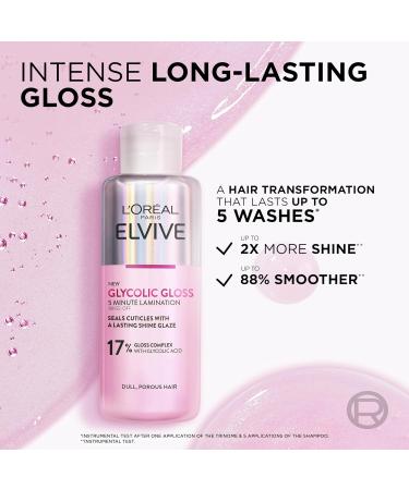 L'Oreal Paris Elvive Glycolic Gloss Lamination Rinse-Off Treatment 200ml - Smooth & Shine Hair with Gloss Complex and Glycolic Acid - Buy Online on SooperMarket.com