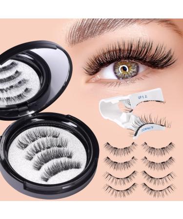 Magnetic Eyelashes Natural Look 2 Style Magnetic Lashes 3D Magnetic False Eyelashes without Eyeliner Wispy Magnetic Lashes with Applicator No Glue or Liner Needed (2 Pairs Natural & Wispy)