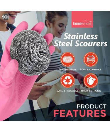 8pk Stainless Steel Scourer | Heavy Duty Metal Cleaning Pads - 6cm x 6cm | Thick Strong Wire Wool Scourers - Reusable - Buy Online on SooperMarket.com