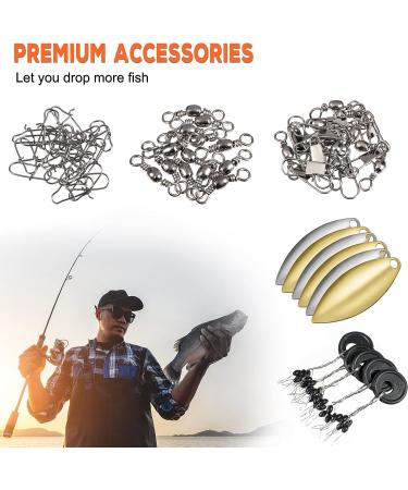 PLUSINNO 253pcs Fishing Accessories Kit with Tackle Box - Fishing Lures, Hooks, Spinner Blade - Perfect Gear for Bass, Bluegill, Crappie - Buy Online on SooperMarket.com